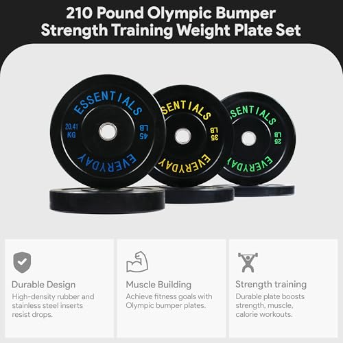 Image of BalanceFrom Olympic Rubber Bumper Weight Plate Set with Steel Hub Inserts - 2-Inch Hole Plates for Strength Training, Powerlifting, and Weightlifting at Home, Garage, or Commercial Gym