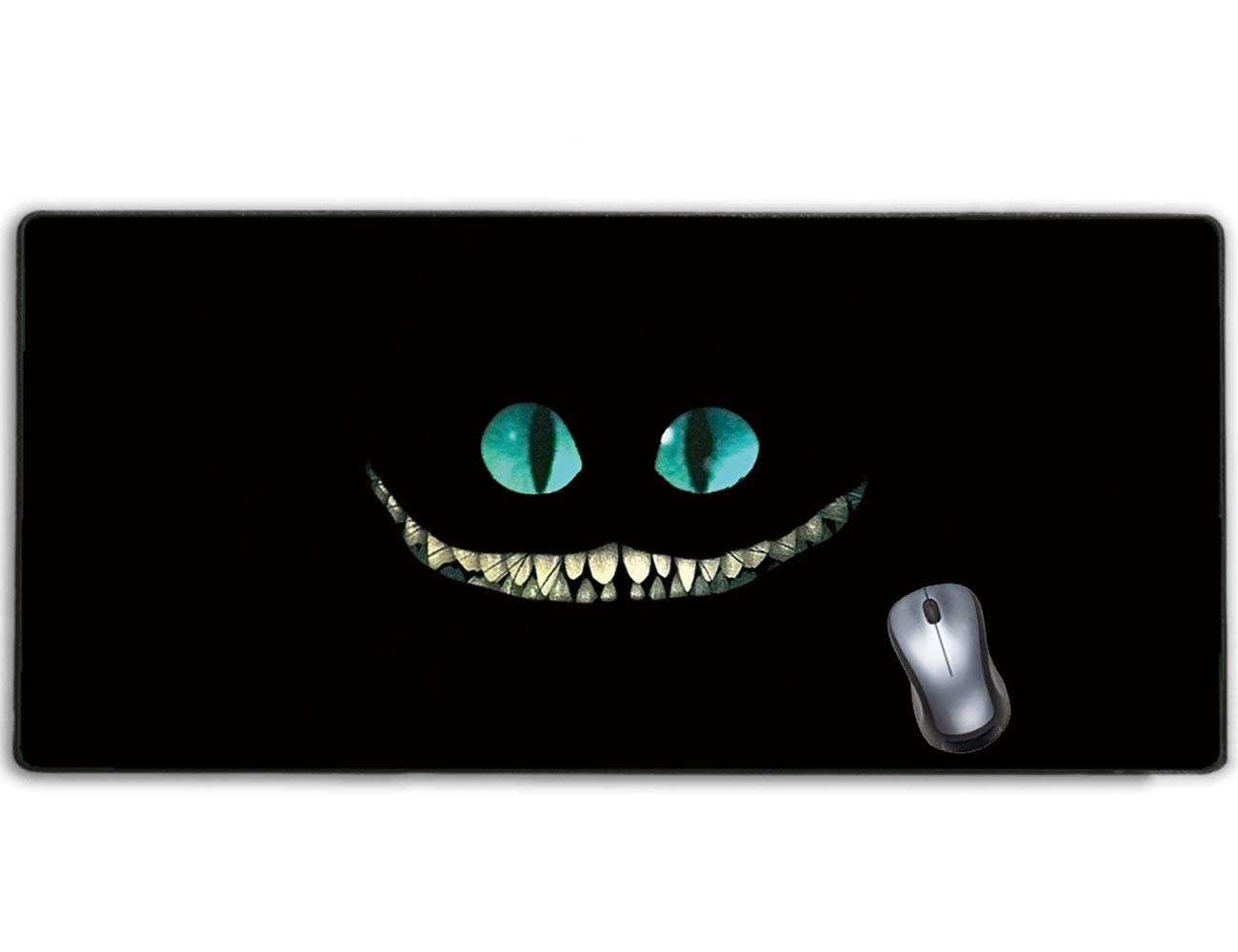 Stitched Edge Large Gaming Mouse Pad Cheshire Cat Smile Face,No-sliped Mat Game Mousepad for Desktop Computer Keyboard and Laptop(27.5 inch x 12 inch)