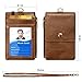 ELV Badge Holder with Zipper, PU Leather ID Badge Card Holder Wallet with 5 Card Slots, 1 Side RFID Blocking Pocket and 20 inch Neck Lanyard Strap for Offices ID, Driver Licence - Vintage Coffee