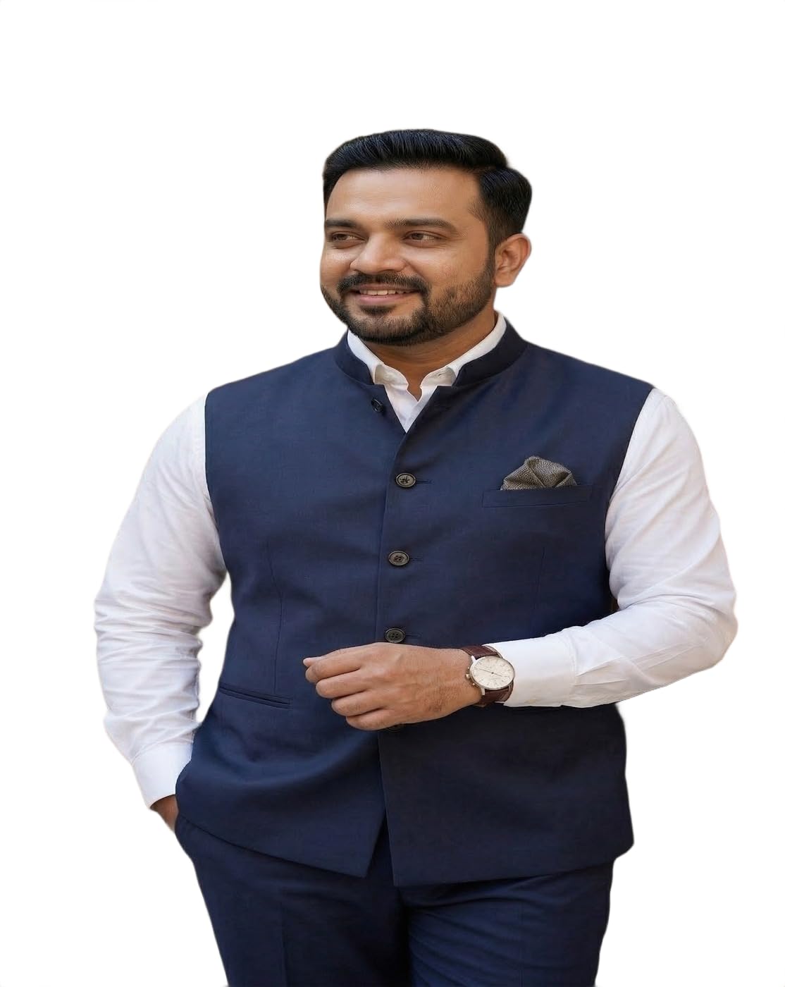 new-18 Men Navy Blue Nehru Jacket,Navy Blue Modi Koti,Plus Size Nehru Jacket-picture-31