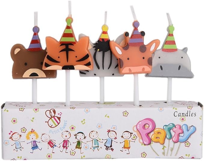 Party Port 5pcs Cute Cartoon Animal Cake/Cupcake Birthday Candle for Tropical, Animal, Jungle Theme Party-image-13