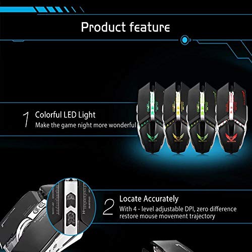 Ratón inalámbrico para videojuegos X700 con luces de 4 colores para portátil 7