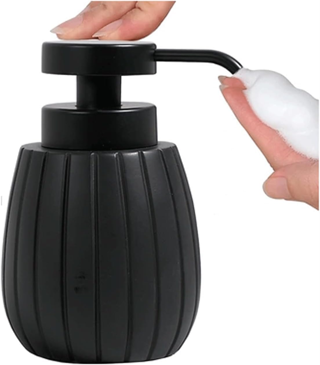 Soap bottle， European press soap dispenser 330ml is suitable for bathroom or kitchen(Black1)