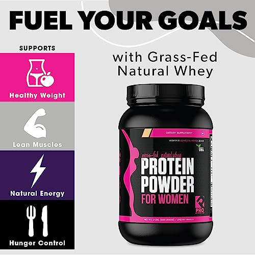 Whey Protein Vanilla Powder For Women - Supports Weight Loss And Lean Muscle Mass - Low Carb - Gluten Free - Grass Fed And Rbgh Hormone Free Vanilla Whey (Creamy Vanilla, 2 Lb) #TOP5