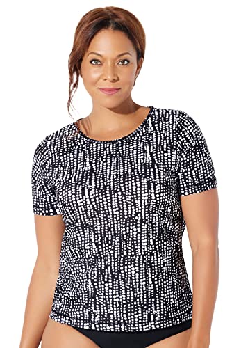 Swimsuits For All Women's Chlorine Resistant Swim Tee Rash Guard (Plus