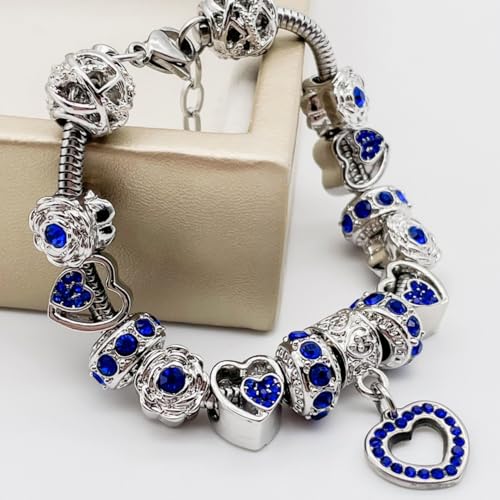 BELLA'S YARD Birthstone Bracelets, Gifts for her, Charm Bracelet for Women, 100% Stainless Steel, Water & Tarnish Resistant, Ideal Anniversary or Birthday Gift for Wife, Jewelry for Mom Girlfriend, 15 Charms Included - Adjustable, Includes Velvet Bag, Simulated Birthstone4