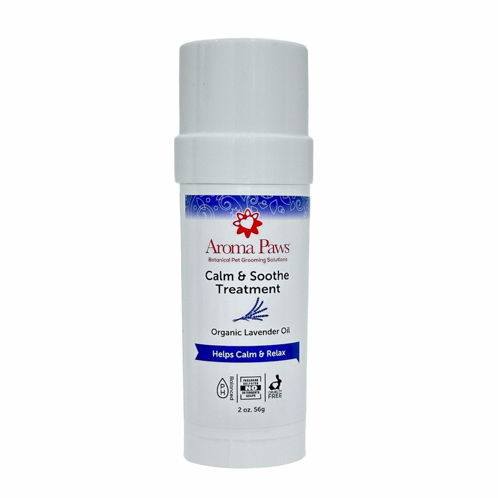 Aroma PawsLavender Calm & Soothe Treatment Balm in Easy to Apply Dispenser, Organic Lavender Essential Oil, Calms Your Pup- Separation Anxiety, Trip to Vet, Car Rides, 2 oz.