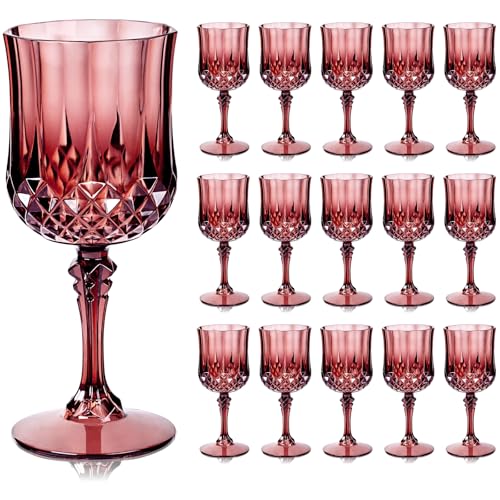 Ciaell 24PCS Burgundy Plastic Wine Glasses - 7 Oz...