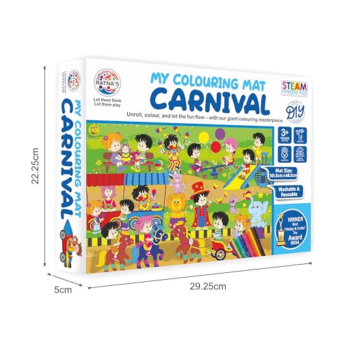 Image of Ratna's My Coloring Mat Carnival Printed Mat of Size 40 x 27 Inches, Washable & Reusable Colouring Kit for Kids 3+ Years