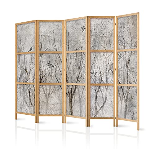 murando - Biombo XXL XXL Parajo Bosque Hojas Botanical 225x171 cm 5 Paneles Lienzo de Tejido no Tejido Tela sintética Separador Madera Design de Moda Home Office Japón c-C-0462-z-c