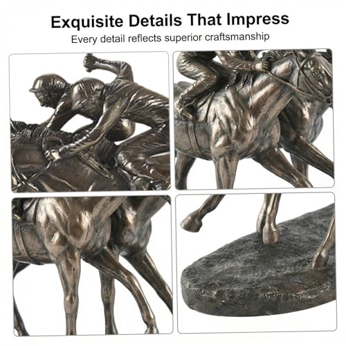 Statue de Cheval en Bronze | Décoration Équestre Maison Bureau Résine de Course - 4