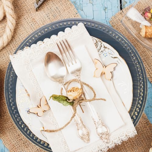 uxcell 10pcs Vintage Charger Plates Bulk, 13 Inch Plastic Beaded Chargers for Dinner Plates Set Round Plate Charger for Wedding Party Event Table Setting Decoration, Blue by uxcell - Used condition - Image 5