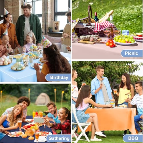 Image of NatNarr 6 Pcs Light Blue Tablecloth, Scalloped Baby Blue Table Cloths