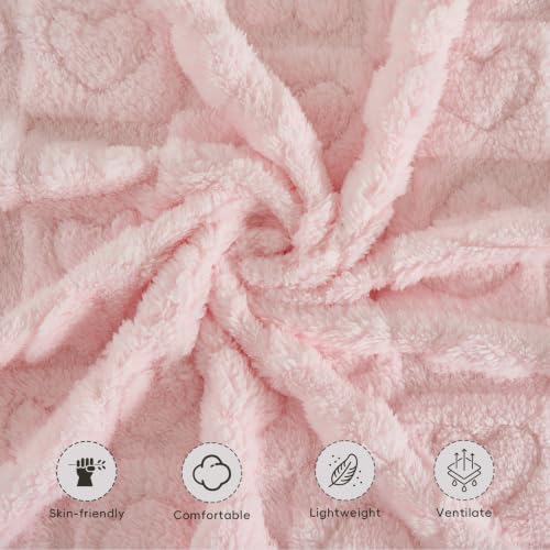 Image of 5 Pcs Baby Blanket Heart Checkered Ultra Soft Gift-Ready Plush for Newborns, Nursery & Stroller 30 inchx40 inch Light Pink