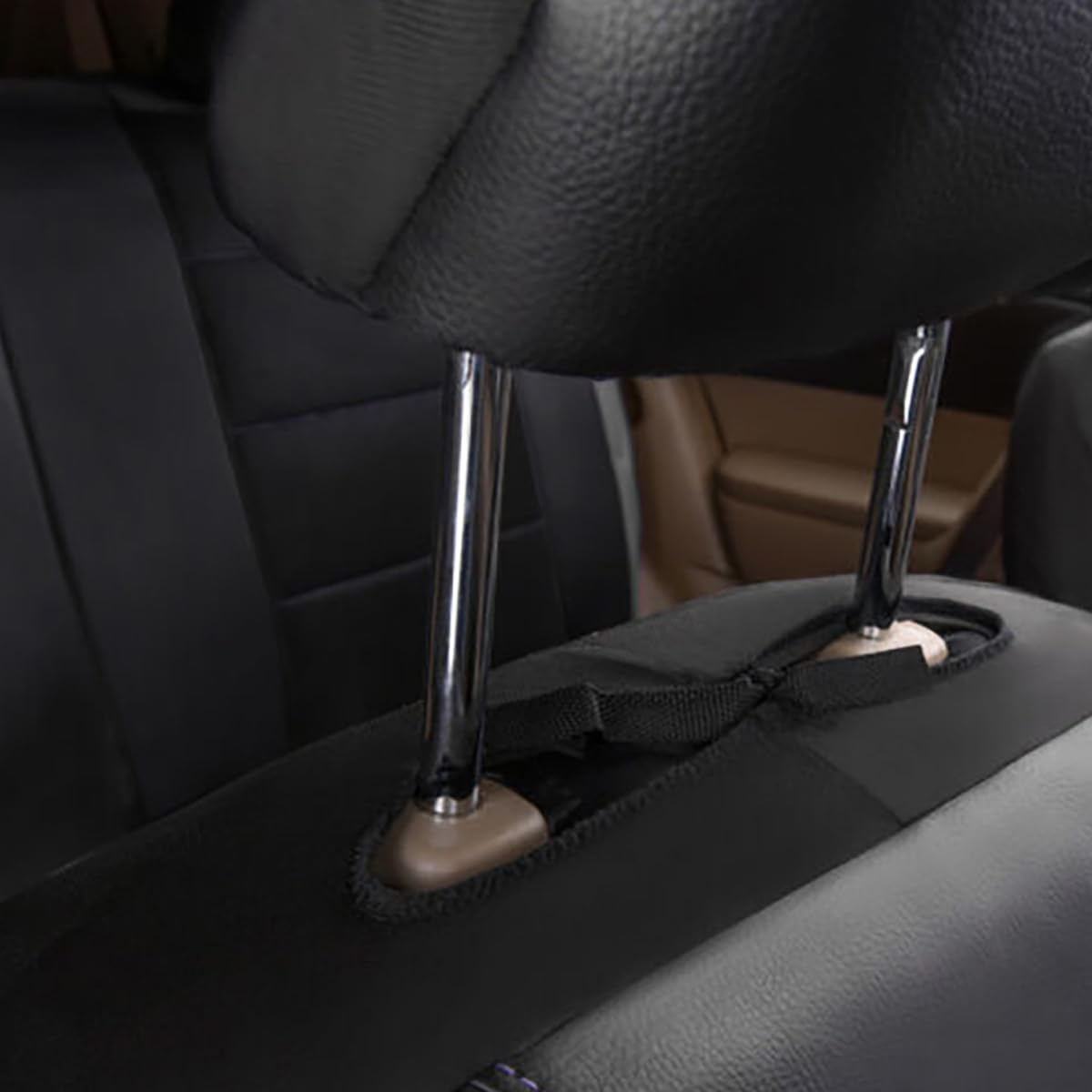 JNNJ 4 Pezzi Coprisedili Auto Set Completo, Coprisedili Anteriori per Auto Con Copripoggiatesta, Coprisedili Anteriori a Rete per Auto Pelle PU, Universale Accessori per Sedili Dell'auto(Grigio)