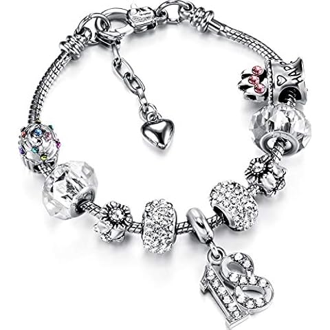 Birthday Gift for Girls Women Unicorn Charm Bracelet with Card Box 1st 2nd 3rd 4th 5th 6th 7th 8th 9th 10th 11th 12th 13th 14th 15th 16th 17th 18th 19th 20th 21st 30th 40th 50th 60th 70th 80th (18th) Cover