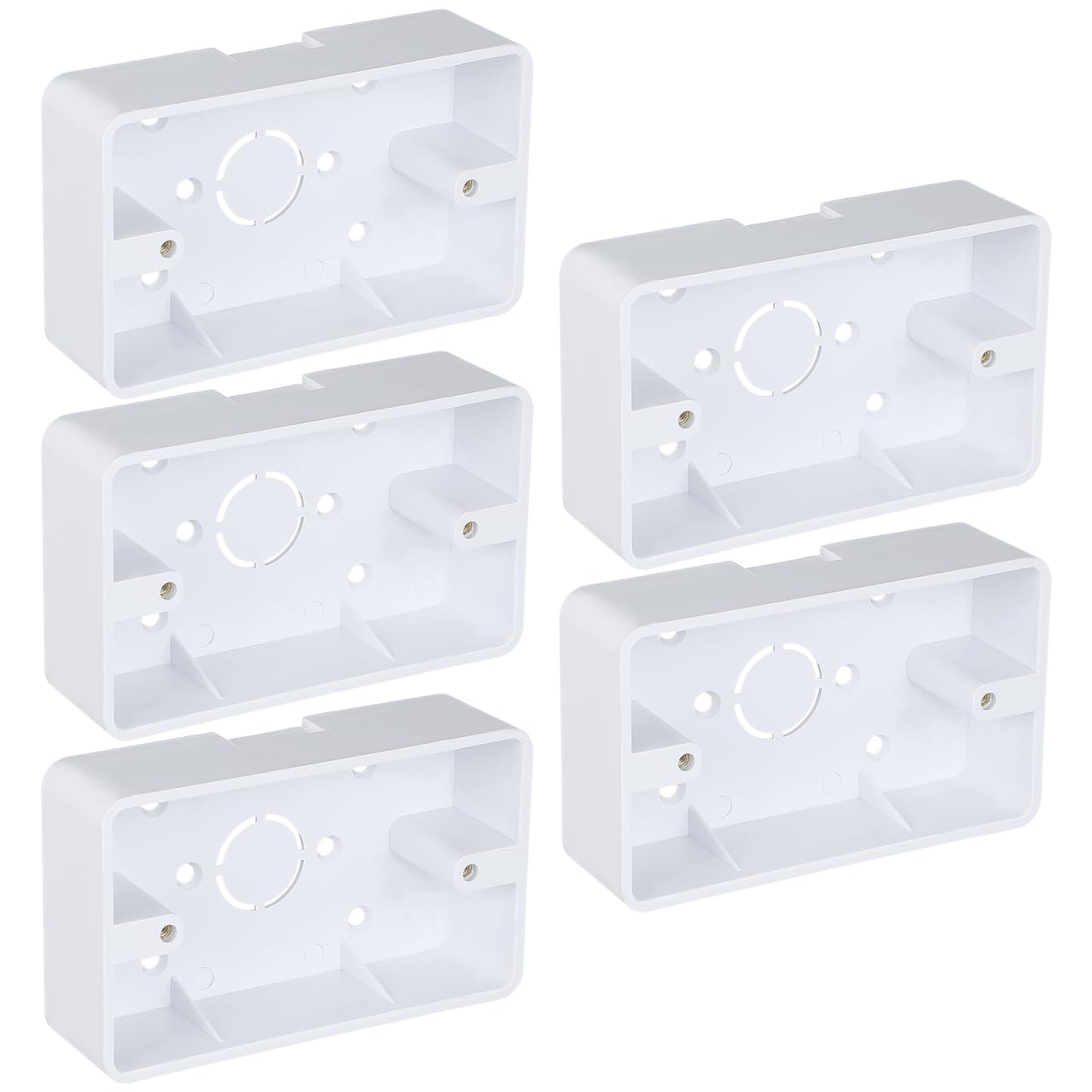 Baluue 5pcs Single Gang Surface Mount Outlet Box, ABS Electrical Box for Wall Switch & Receptacle, White Single Gang Junction Backbox, Shallow Electrical for Raceway System