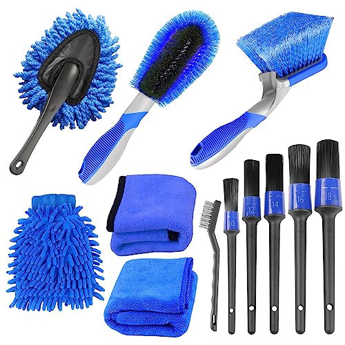 Set 3 Spazzole In Lana Per Pulizia Ruote Auto – Kit Morbido Per Cerchi E Pneumatici, Senza Metallo, Antigraffio, Testa Flessibile Per Spazi Stretti