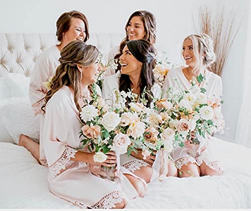 Personalized Lace Robe For Women Short Getting Ready Robe with Vinyl Matte Satin Kimono Robes Customized Bridesmaid and Bride Robes Lace Bridal Robes Bridesmaids Party3