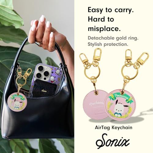 Image of Sonix x Sanrio Keychain Case Compatible with Apple AirTag | Protective Cover Keychain | Hello Kitty & Friends - Floral Pochacco