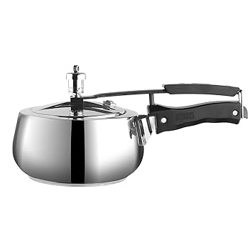Vinod Europa Stainless Steel Pressure Cooker| SS 18/8 Induction Cooker | ISI Certified Inner Lid Pressure Cooker 1.5 Litres, SAS Bottom ;Handi Shape Silver