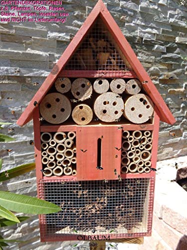 BTV XXL-Insektenhotel +3,5M-Oberfäche 80 cm, XL 1x Bienenhotel,Insektenhaus Spitzdach + Bienenhaus mit Bienentränke,