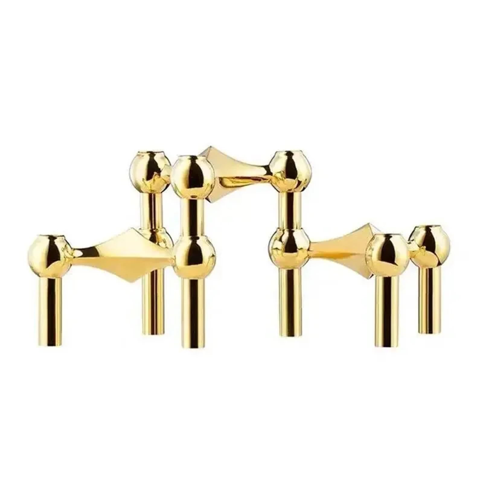 Silver Candlestick Metal Molecular Structure Candle Holder Centerpiece Living Room Decoration Gift Home Decore Candelabra For Living Room Fireplace Wedding(Gold)