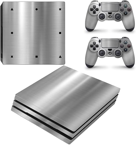 SkinNit Decal Sticker Skin For PS4 Pro: Chrome Silver (Textured)