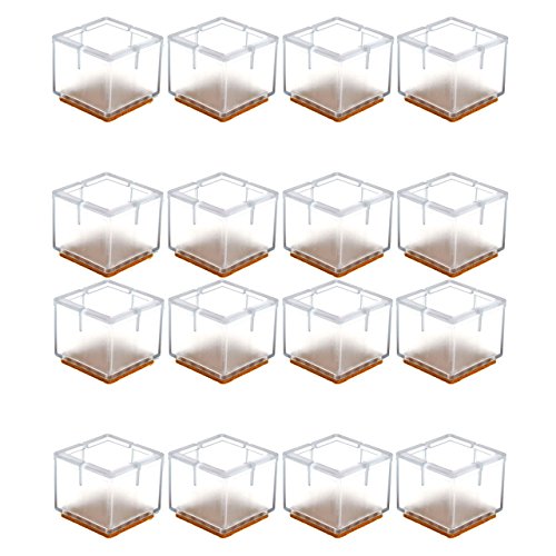 Preisvergleich Produktbild Mogoko 16 x Stuhlbeinkappen Silikon Fußboden Stuhlbein Schutz Öffnungs Caps Möbel Tischabdeckung Furniture Table Chair Legs Feet Covers Pads Protectors für 33-35MM Quadratisch Beine (Transparent)
