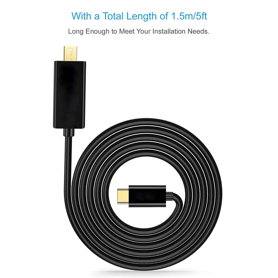 Image of Tobo USB C to Mini DisplayPort Cable (Not Thunderbolt 2) Unidirectional Thunderbolt 3 to Mini DP 4K@60Hz 6ft Braided Cord Compatible with MacBook Pro /Air More Type C Device - TD-178TC-Black