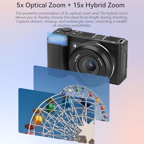 Cámara digital 5K 64MP sin espejo con zoom óptico 5X miniatura 6