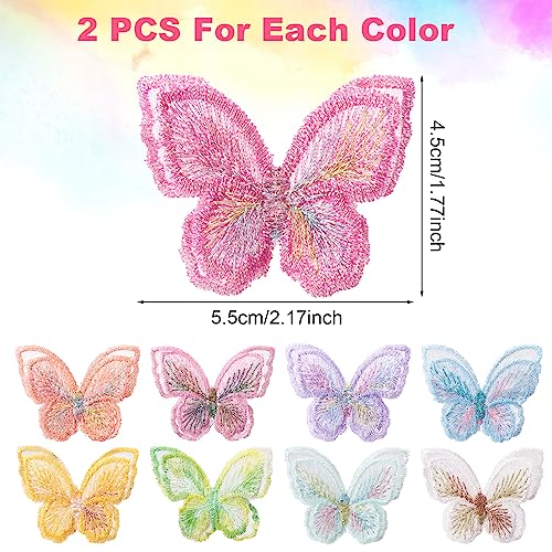 Hinzic 4966 18Pcs 9 Colors Butterfly Lace Patches Double Layer Organza Appliques Sew thumb #2