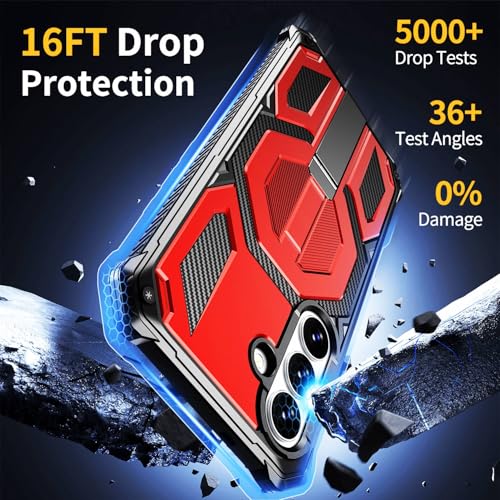 Image of 26 Plus Case Magnetic: for Samsung S26+ Plus Phone; 6.7 Inch, with Screen Protector, [Compatible with MagSafe] Heavy Duty Drop Protection Magnetic Case for Galaxy 26+ Plus -Red