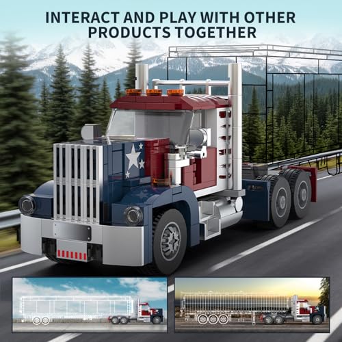 Image of HIGH GODO Semi Truck Building Set, MOC City Road Tow Truck Model Kit Build and Display, Technology Trailer Set Toy Gift for Teens Adults 12+ (269PCS)