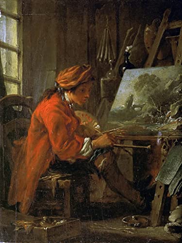 Impression toile François Boucher Le peintre dans son studio haute définition