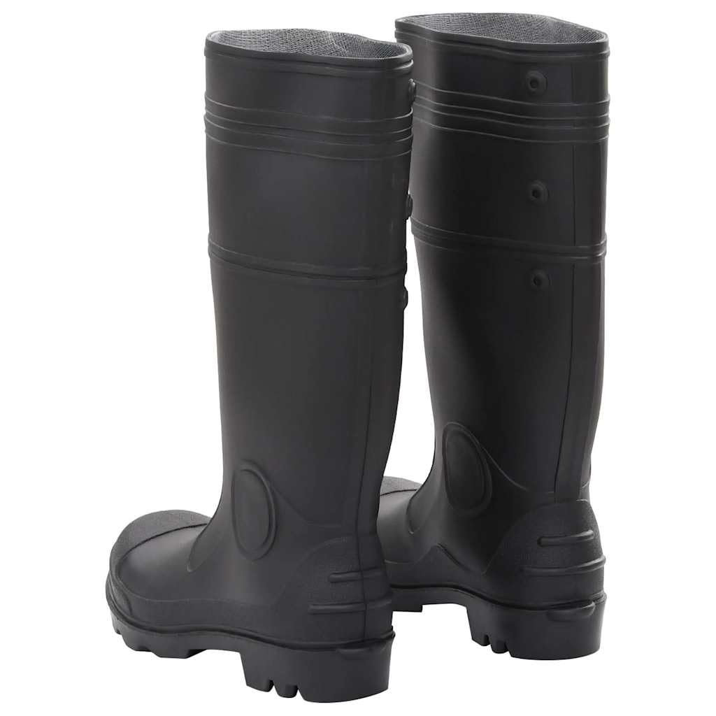 Botas de goma negras de PVC, tamaño impermeable, antideslizantes, con suela robusta para pesca, caza, estanque, pesca con mosca y protección contra inundaciones en condiciones húmedas