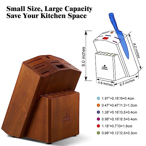 15 Slots Universal Knife Block, Acacia Wood Knife Block Without Knives, Knife