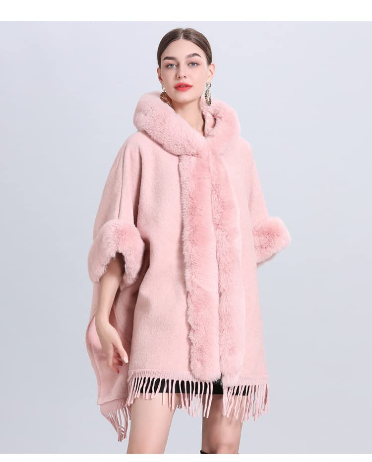 Scialle Elegante Donna Cerimonia,Mantella in Maglia da Donna con Cappuccio, Scialle, Cardigan, Poncho, in Pile Invernale, Calda Sciarpa Oversize, Coperta Lavorata A Maglia, Elegante Mantell
