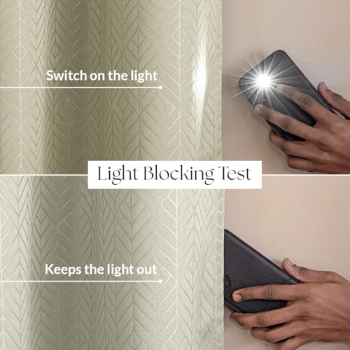 Image of HOMEMONDE 100% True Blackout Curtains Customize Size - Single Piece Curtain, Embossed Panels Light Block Thermal Insulated & Noise Reducing Room Darkening Curtains (Off White)