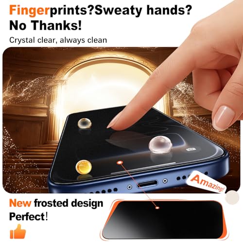 Image of UniqueMe for iPhone 17 Pro Matte Privacy Screen Protector - 6.3 inch | 2 Pack,Anti-Spy,Smooth Matte Finish,9H+ Tempered Glass,Anti-Glare, Anti-Fingerprint, Bubble Free, Easy to Install
