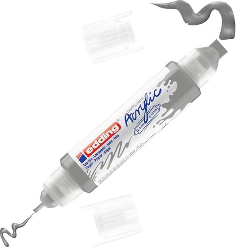 Miniatura 1 de edding 5400 acrílico 3D doble liner - plata - 1 tubo de color acrílico - 2 boquillas 2-0.138-0.394 in - pintura acrílica para lienzo, tableros de