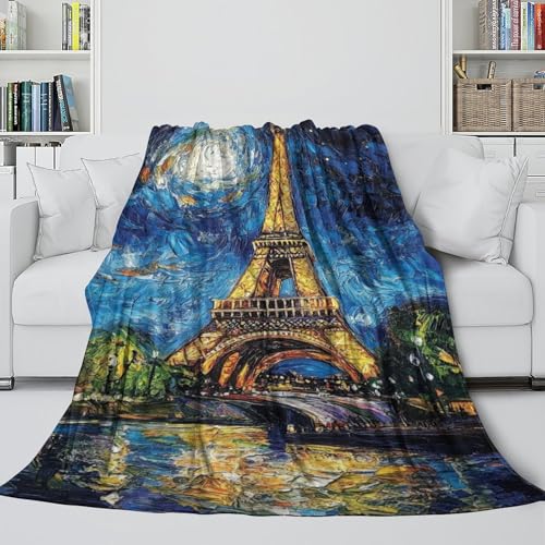 Couverture Tour Eiffel 150x200 en microfibre premium douce et moelleuse