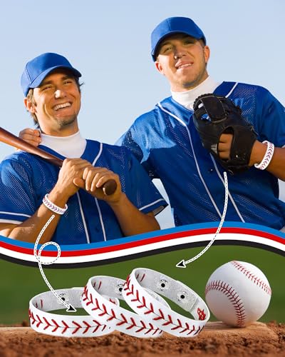 retrowavy genuine leather baseball bracelet - unisex wristband for men women ideal gift for baseball players and sports teams