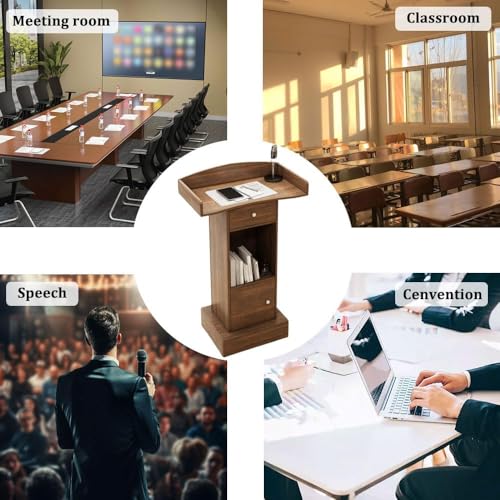 Atril de madera con cajón portátil para seminarios bodas y aulas 6