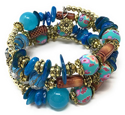 Blazing Autumn Multilayer Imitation Natural Stone Bracelets for Teens/Women Tibet Crystal Charms and Bangles (Turquoise Multi)