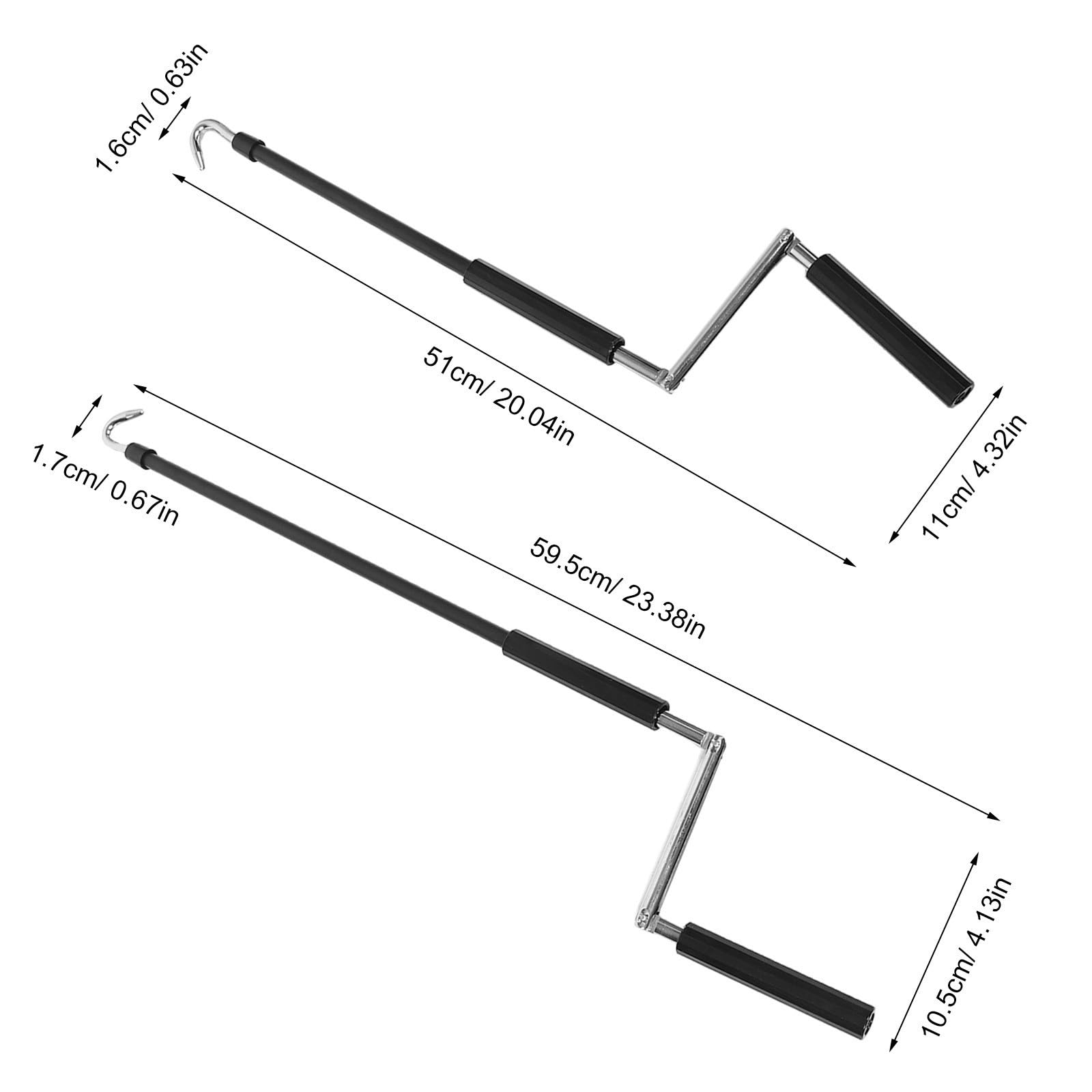 2 Pièces Manivelle Noire en Fer de 62cm pour Store Extérieur avec Poignée Antidérapante Renforcée, Installation Rapide, pour Balcons et Commerces