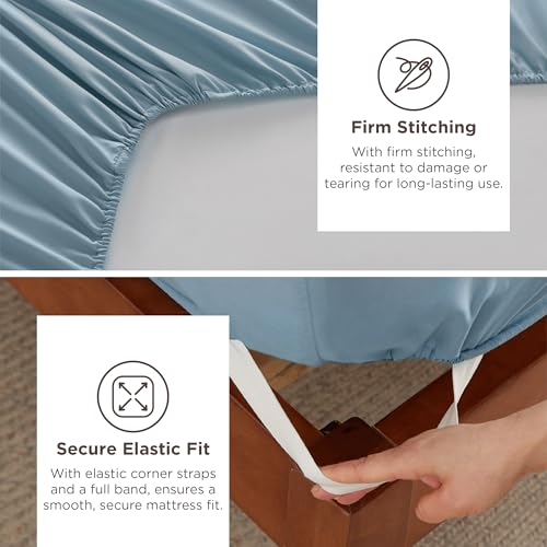Image of Bedsure Deep Pocket Queen Sheets Set - Fits Mattresses Up to 21 Inches Thick - 4 Piece GentleSoft Bed Sheets, Moisture Wicking, Soft & Cooling Bedsheet & Pillowcases, Easy & Secure Fit, Mineral Blue