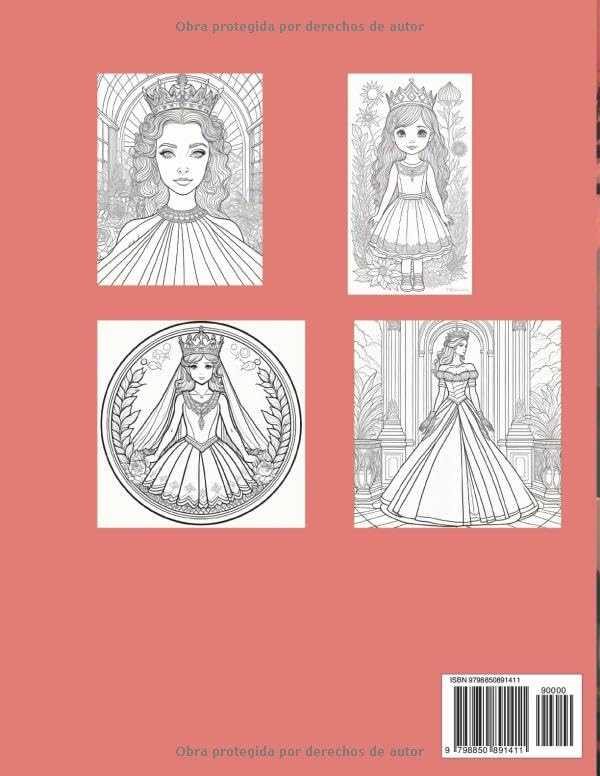 Miniatura 2 de Princesas de ensueño Libro de colorear para niñas 60 dibujos libro de colorear princesas para niñas de 4-9 años divertido y relajante (Spanish