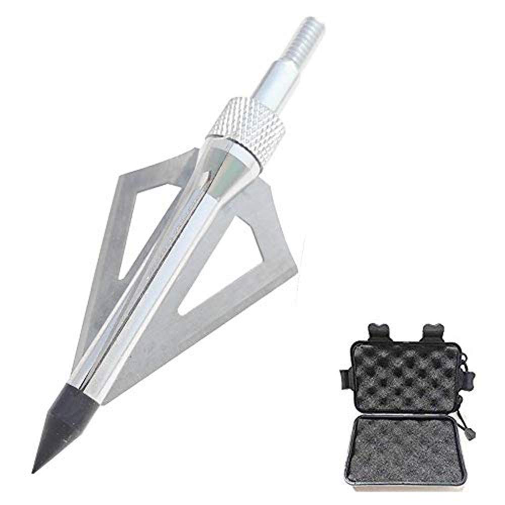 12 Punte Di Freccia Sharrow 100 Grain - Per Balestra O Arco, Testa Larga, Lame Fisse