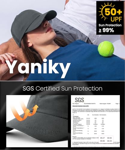 Image of YANIKY Running Hat for Men & Women, UPF 50+ Quick Dry Baseball Cap, Lightweight Breathable Sports Hat for Golf and Tennis
